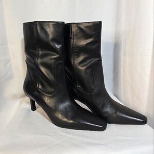Mango leather ankle boots with kitten heel size 8M